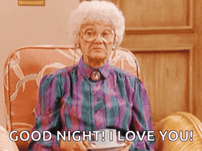 Elderly Woman Drinking Coffee Says Good Night I Love You GIF