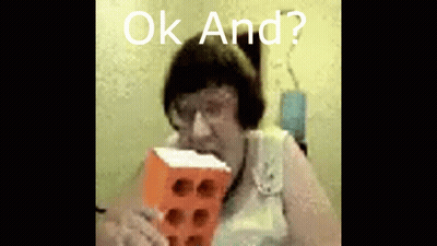 Elderly Woman Eating Brick OK GIF