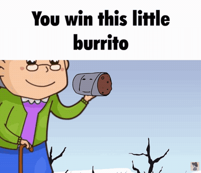 Elderly Woman Holding Burrito Says You Win GIF