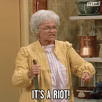 Elderly Woman Holding Knife It's A Riot GIF