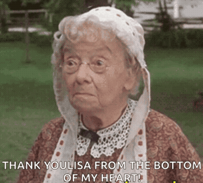 Elderly Woman In Glasses And White Hat Says Thank You Lisa From The Bottom Of My Heart GIF