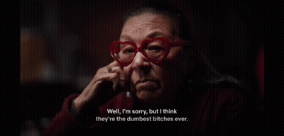 Elderly Woman In Heart Glasses Saying Sorry GIF