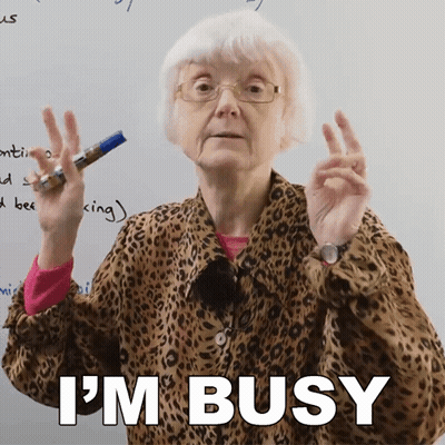 Elderly Woman In Leopard Print Jacket Saying I'm Busy GIF