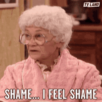 Elderly Woman In Pink Robe Says Shame I Feel Shame GIF