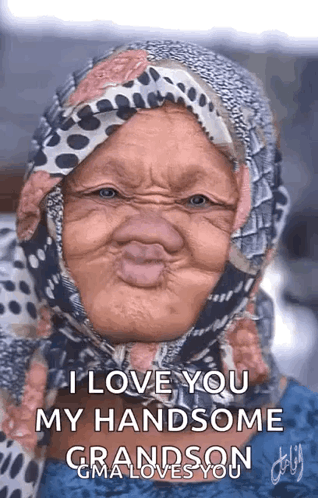Elderly Woman Making Funny Face Saying I Love You GIF