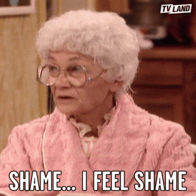 Elderly Woman Pink Robe Shame I Feel Shame GIF