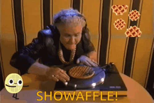 Elderly Woman Playing Waffle GIF