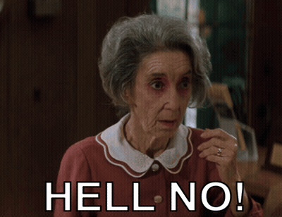 Elderly Woman Says Hell No At Desk GIF