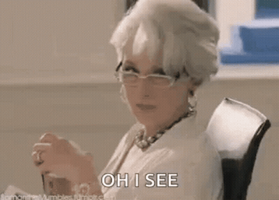 Elderly Woman Sitting Holding Coffee Saying Oh I See GIF