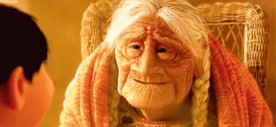 Elderly Woman Sitting In Chair With Child GIF
