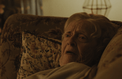 Elderly Woman Sitting On Couch Says I'm 84 Years Old Tom GIF