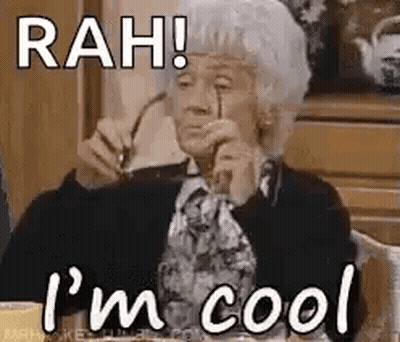 Elderly Woman Sitting With Glasses Saying Rah I M Cool GIF
