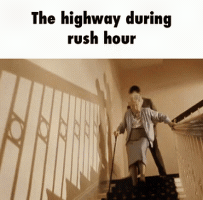 Elderly Woman Walking Stairs With Man Holding Hand GIF