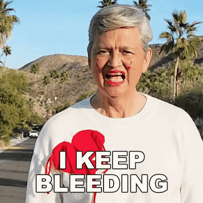 Elderly Woman With Blood On Face And I Keep Bleeding Sweater GIF