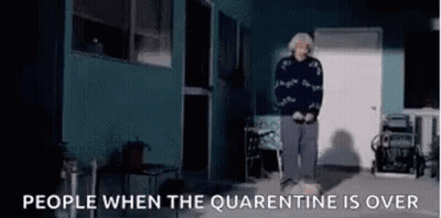 Elderly Woman With Cane In Front Of Blue Building GIF