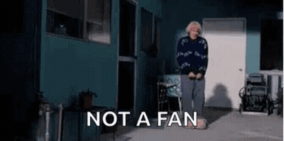 Elderly Woman With Cane Saying Not A Fan GIF
