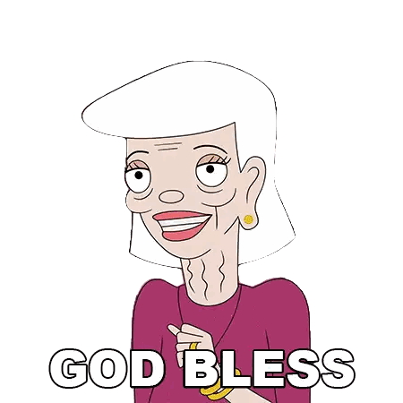 Elderly Woman With God Bless Above Sticker