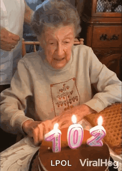 Elderly Woman With Heart Glasses And Cane GIF