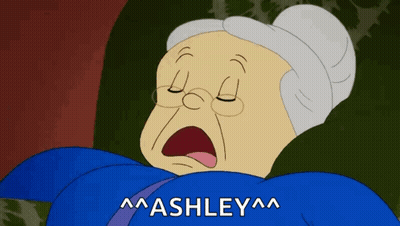 Elderly Woman With Mashley Text GIF