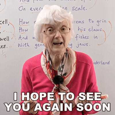 Elderly Woman With Sign Saying I Hope To See You Again Soon GIF