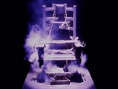 Electric Chair With Smoke On Table GIF