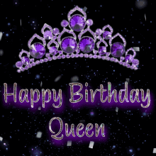 Elegant Purple Crown Happy Birthday Queen GIF