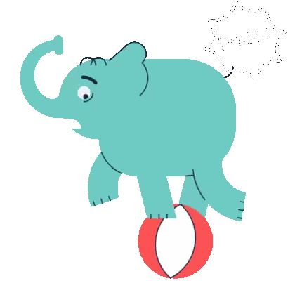 Elephant Balancing On Red And White Ball Sticker