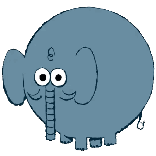 Elephant Cartoon With Big Eyes And E Sticker