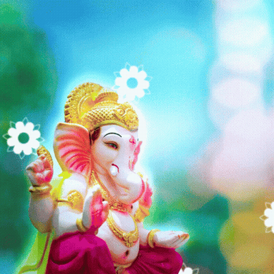 Elephant Statue Holding Flower GIF
