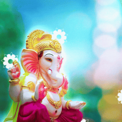 Elephant Statue Holding Flower With Cross GIF