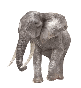 Elephant Statue With Long Tusks Sticker