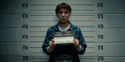 Eleven Mugshots Taken In Stranger Things GIF