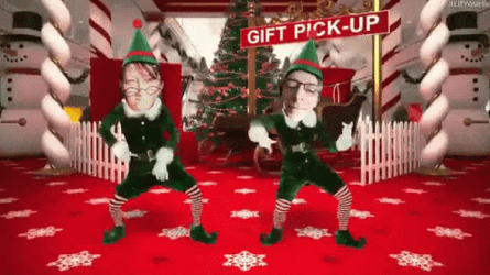 Elf Dancing Gift Pick Up GIF