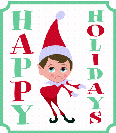 Elf On The Shelf Saying Happy Holidays GIF