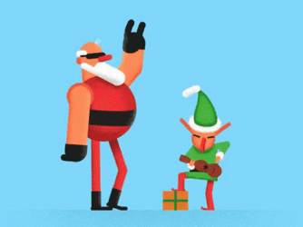 Elf Santa And Santa Claus Dancing GIF