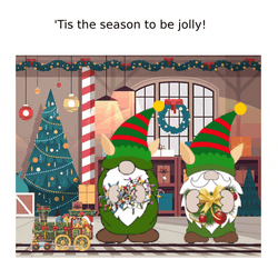 Elf Santa Holding Christmas Decoration GIF