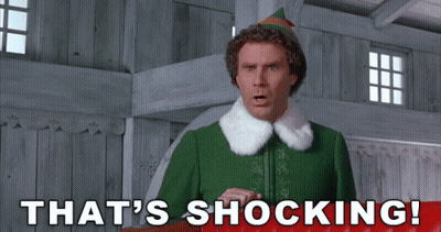 Elf Saying That's Shocking In Front Of Wooden Wall GIF