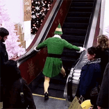 Elf Trying To Get Onto An Escalator