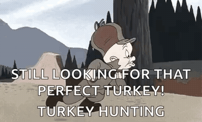 Elmer Fudd From Looney Tunes Is Looking For A Perfect Turkey . GIF