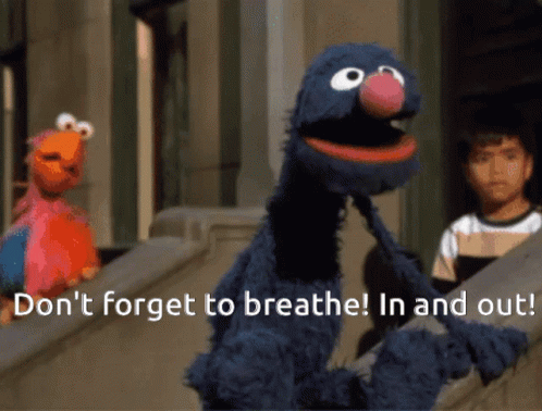 Elmo And Cookie Monster Saying Do N't Forget To Breathe GIF