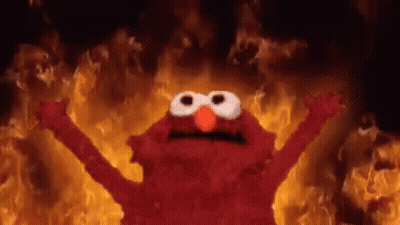 Elmo Before Wall Of Fire GIF