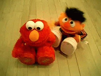 Elmo Dancing With His Friend In The Floor GIF