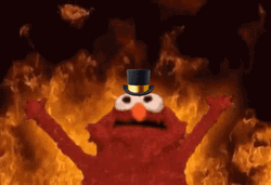 Elmo Fire Black Hatted Elmo GIF