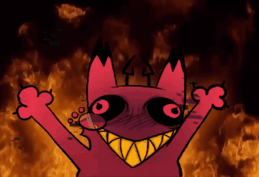 Elmo Fire Crazy Evil Pink Cat GIF