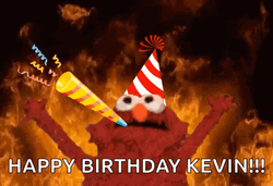 Elmo Fire Happy Birthday Kevin GIF