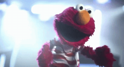 Elmo From Sesame Street Dancing In Striped Shirt GIF