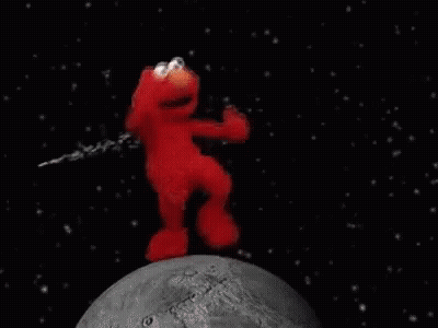 Elmo From Sesame Street Dancing On The Moon GIF