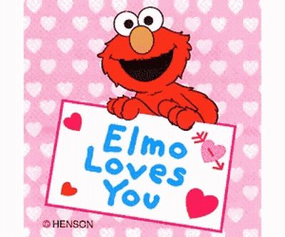Elmo From Sesame Street Holding Elmo Loves You Sign GIF