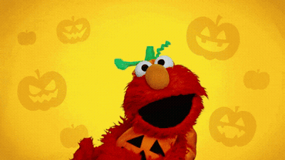 Elmo From Sesame Street Holding Pumpkin GIF