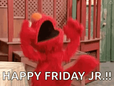 Elmo From Sesame Street Is Celebrating A Happy Friday Jr . GIF